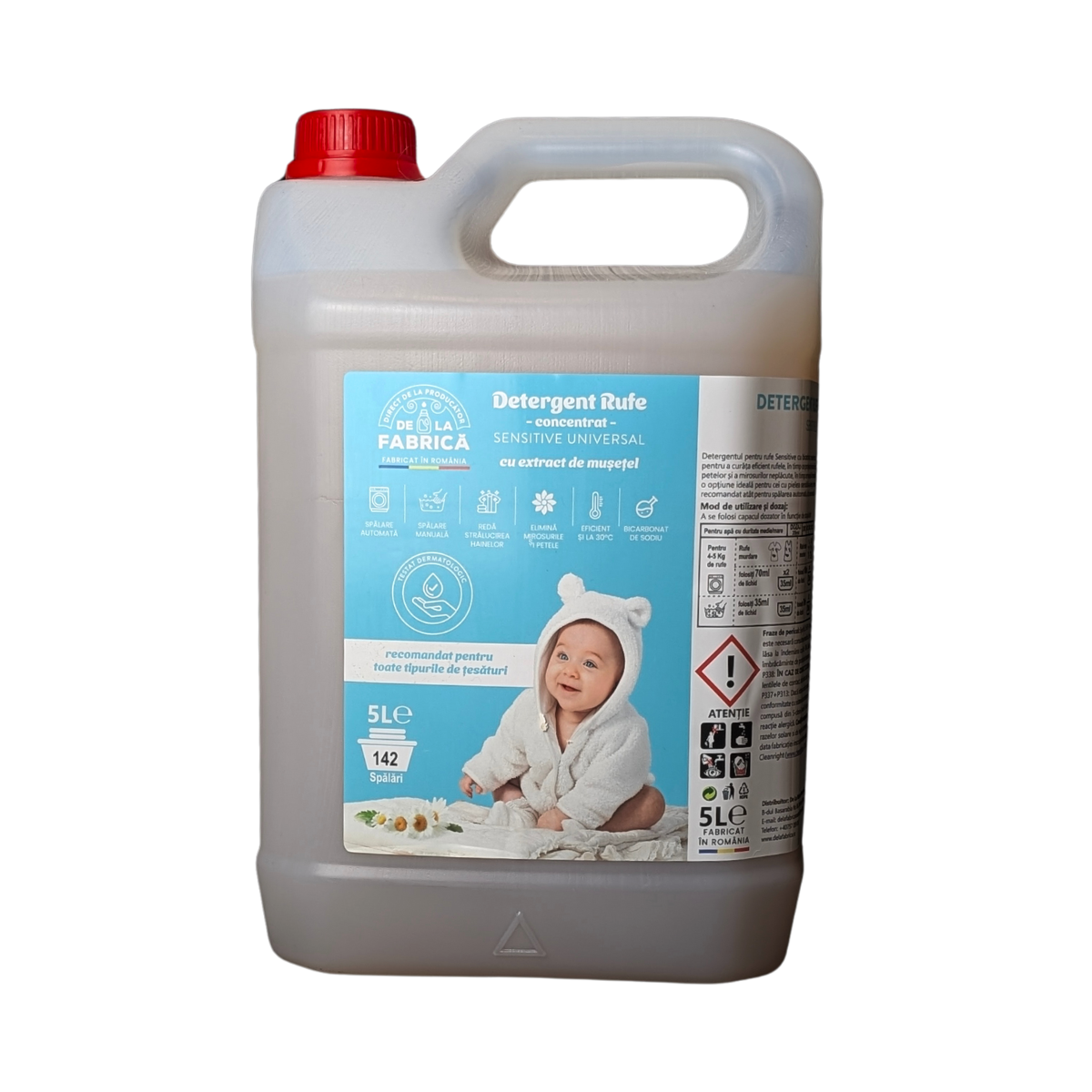Detergent rufe concentrat Sensitive universal cu bicarbonat - DeLaFabrica 5L