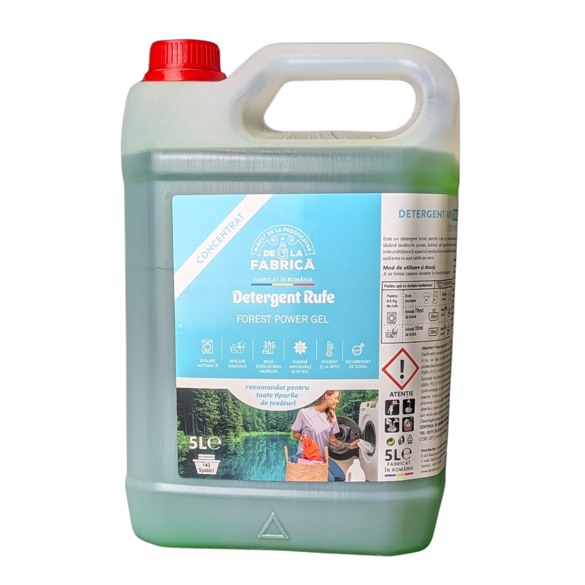 Detergent rufe concentrat Fresh Forest cu bicarbonat - DeLaFabrica 5L