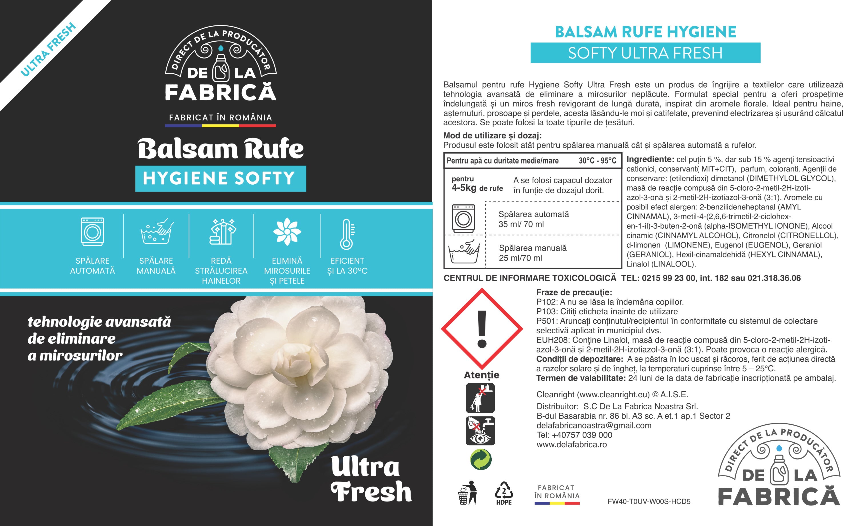 Balsam de Rufe Hygiene Softy Ultra Fresh – Extra Parfumat – DeLaFabrica