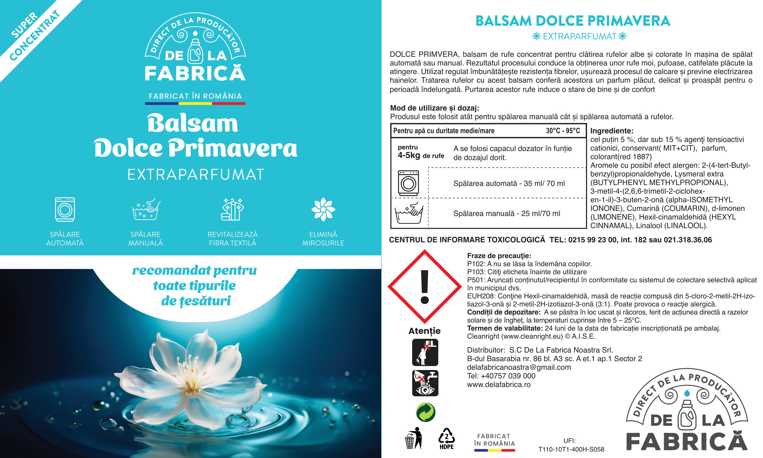 Balsam de Rufe Extra Parfumat Dolce Primavera – Super Concentrat – DeLaFabrica