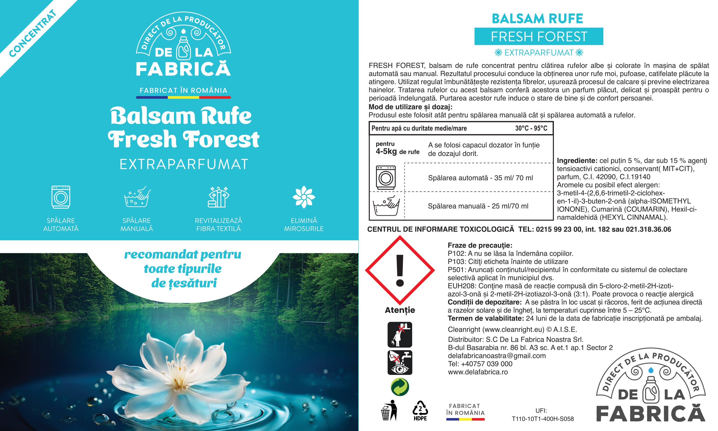 Balsam de Rufe Extra Parfumat Fresh Forest – Concentrat – DeLaFabrica 5L