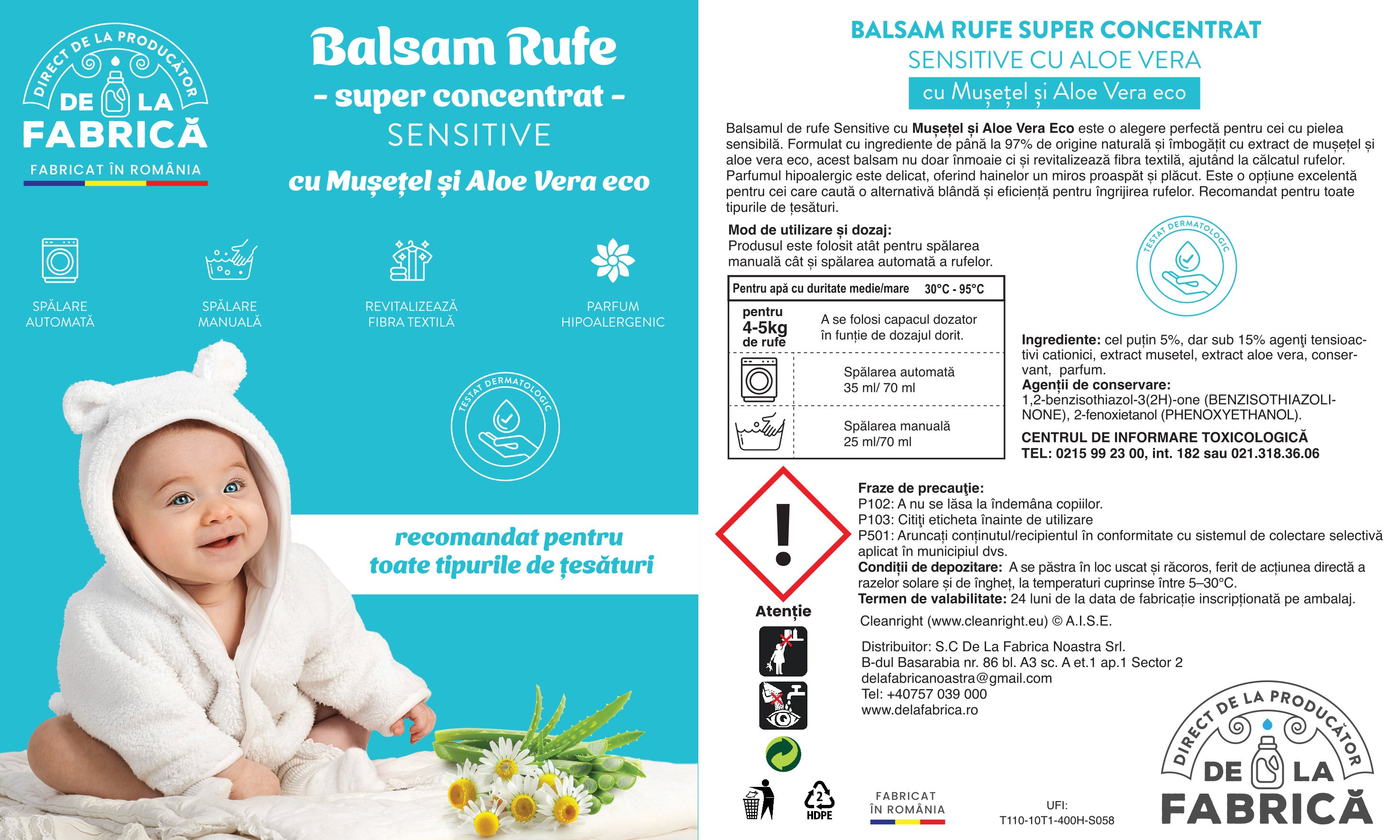 Detergent rufe concentrat Sensitive universal cu bicarbonat - DeLaFabrica