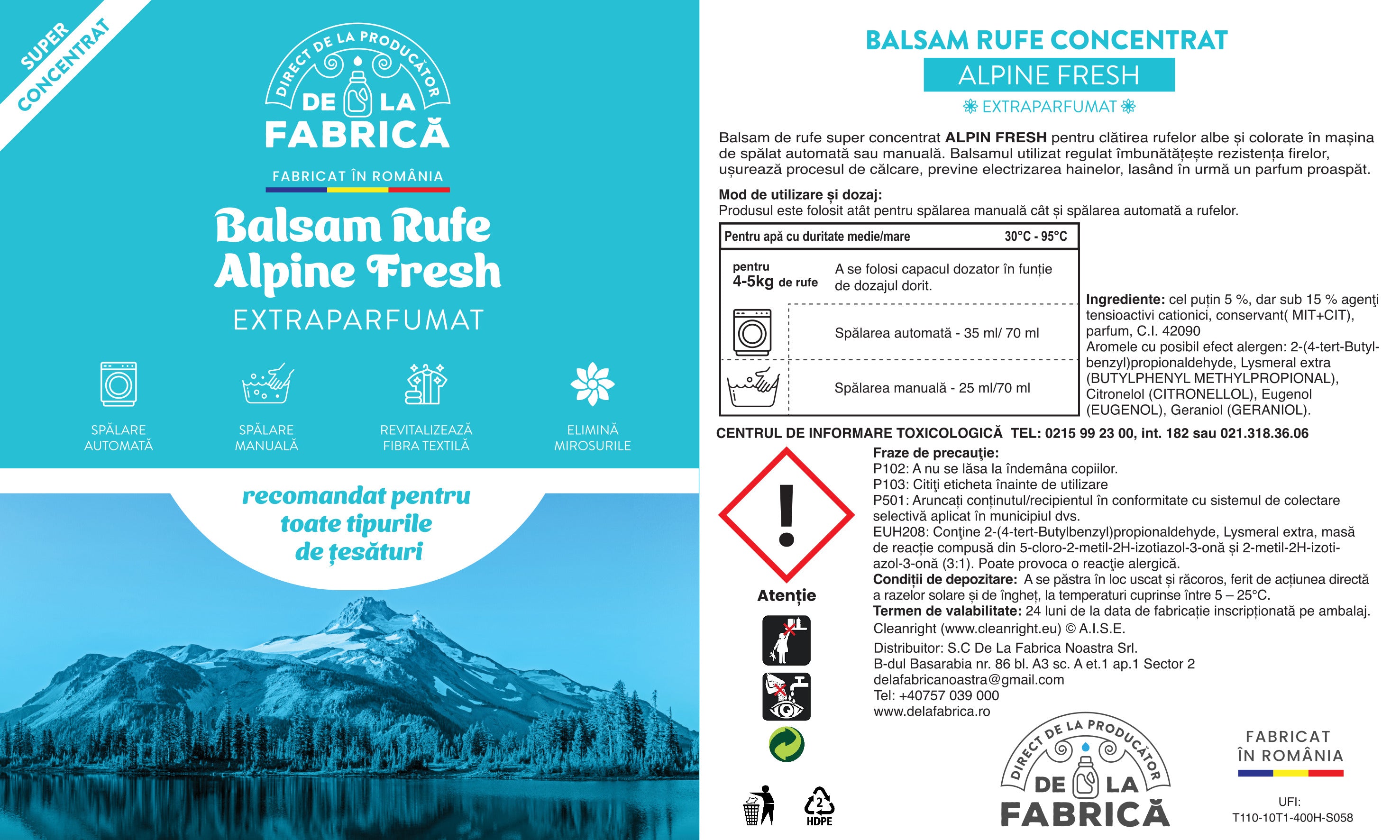 Balsam de Rufe Extra Parfumat Alpine Fresh – Super Concentrat – DeLaFabrica