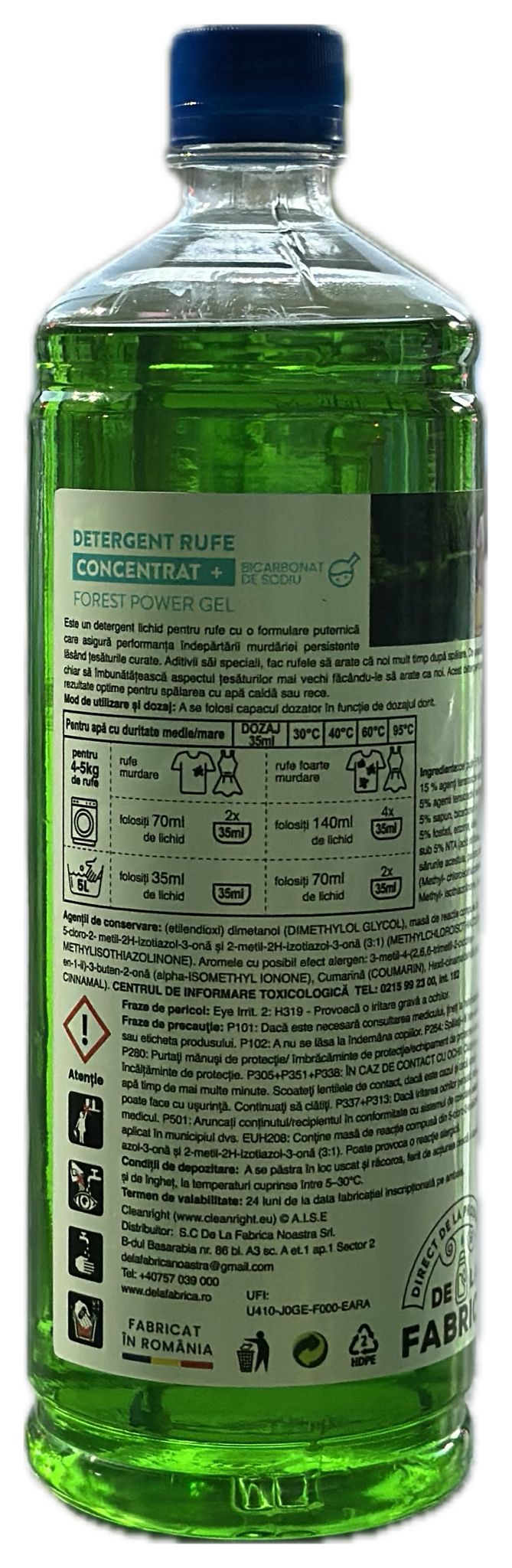 Detergent rufe concentrat Fresh Forest cu bicarbonat - DeLaFabrica