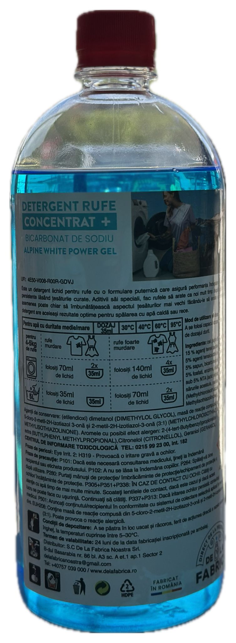 Detergent rufe concentrat Alpine white power cu bicarbonat - DeLaFabrica