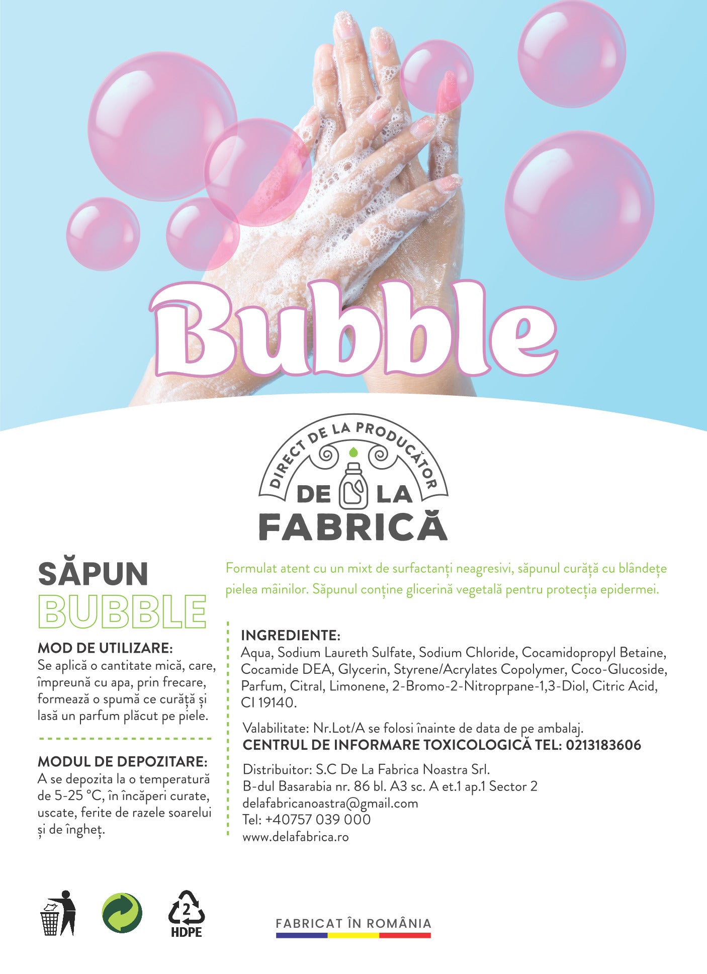 Săpun Lichid Bubble Gum – Spumă Delicată și Parfum Plăcut - DeLaFabrica