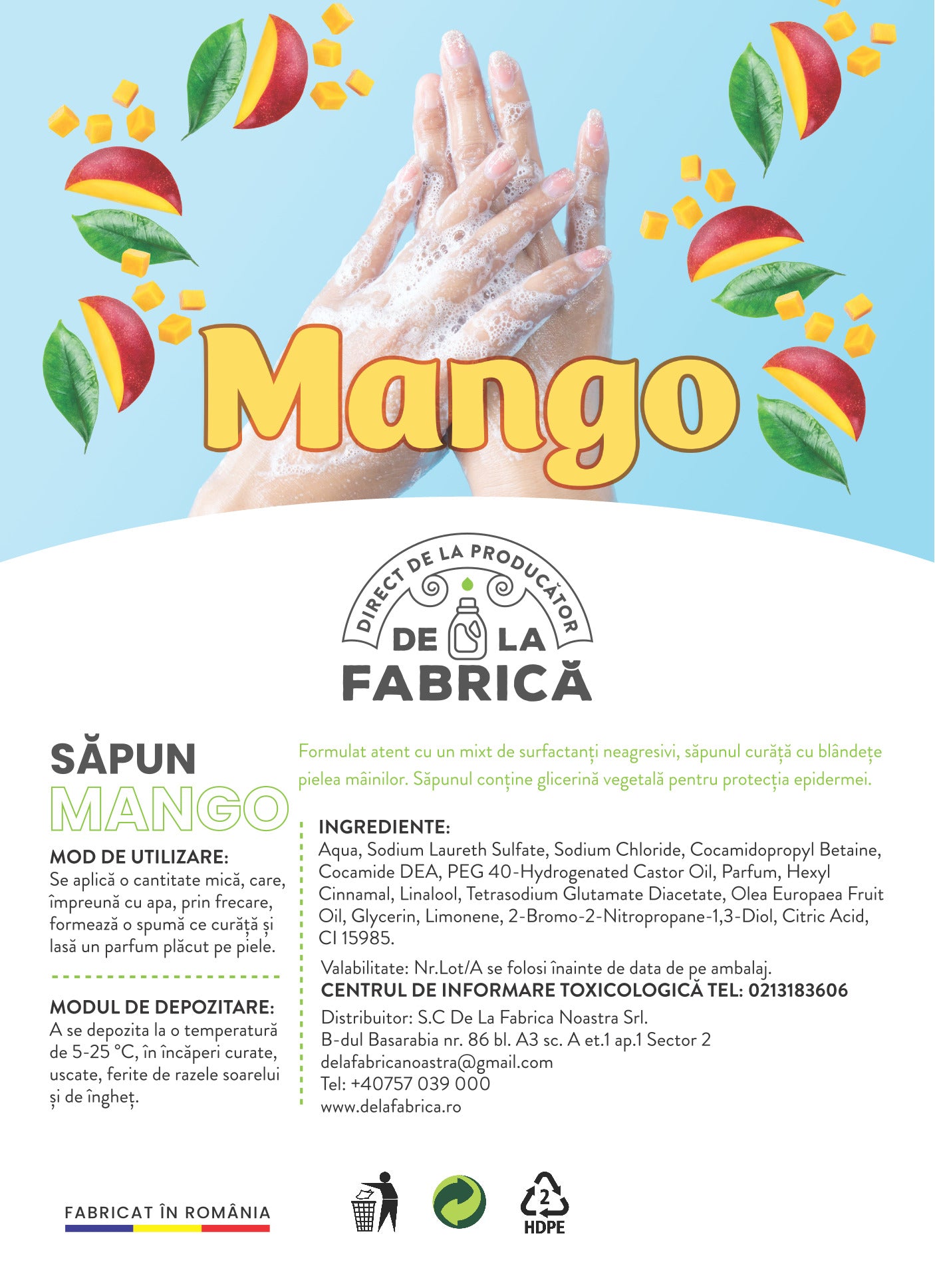Săpun Lichid Mango – Spumă Delicată și Parfum Plăcut - DeLaFabrica
